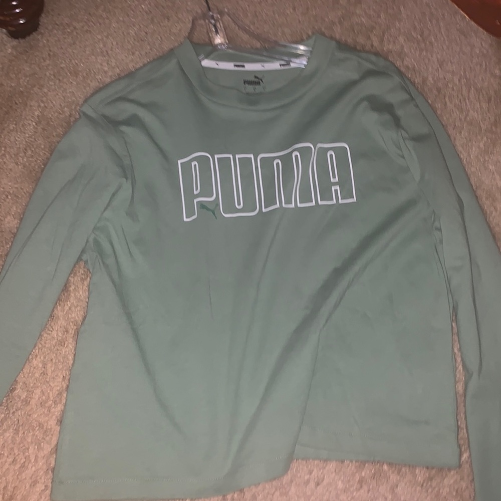 Puma Green Long Sleeved Crop Shirt Size Large